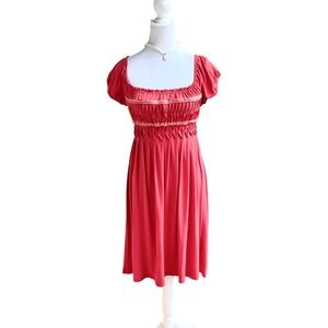 Muse Dress MilkMaid Smocked Coral Crochet Trim  (4)